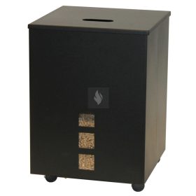 Pellettartó doboz, ablakos, sarkos, fekete