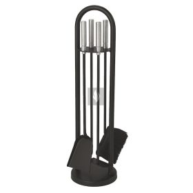   Kandallótisztító készlet, íves, fekete, acél nyéllel, 4 részes