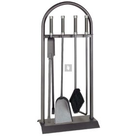   Kandallótisztító készlet, íves, szűk, antracit, krómkupakos nyéllel, 4 részes