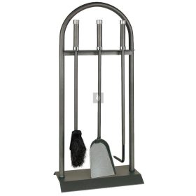   Kandallótisztító készlet, íves, antracit, krómkupakos nyéllel, 3 részes