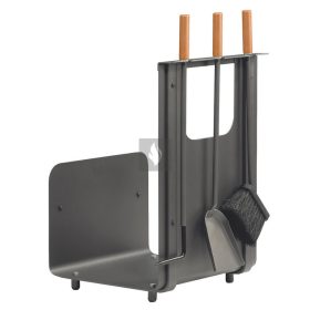   Fatároló és kandallótisztító, nyitott, antracit, 3 részes