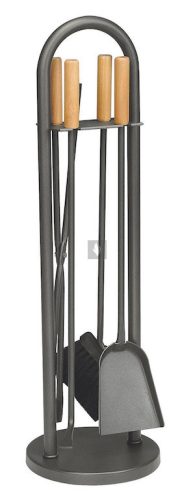 Kandallótisztító készlet, kör talpas, íves, antracit, 4 részes