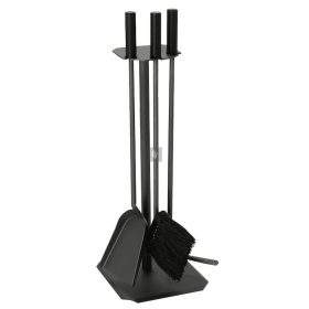   Kandallótisztító készlet, antracit tartóval, és fekete nyéllel, 3 részes