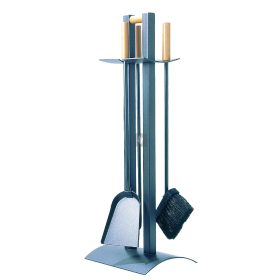   Kandallótisztító szett, antracit, 3 részes bükk nyéllel
