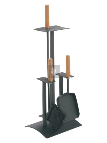 Kandallótisztító, emeletes, antracit, bükk nyél, 3 részes