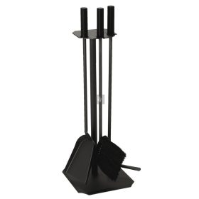   Kandallótisztító készlet, sarok nélküli, fekete, fekete nyéllel, 3 részes