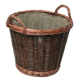 Fonott kosár, mély, barna, juta béléssel