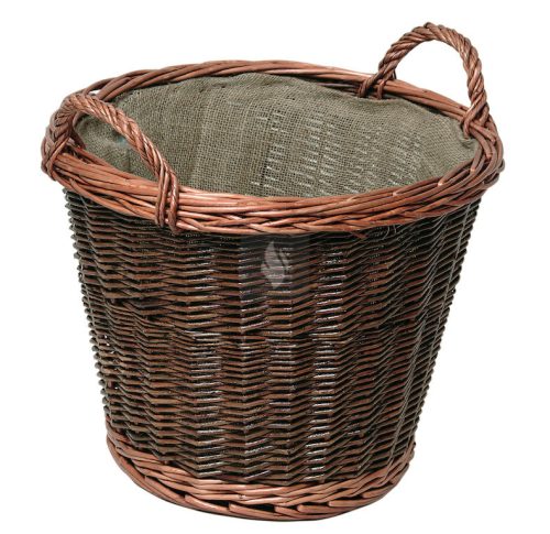 Fonott kosár, mély, barna, juta béléssel