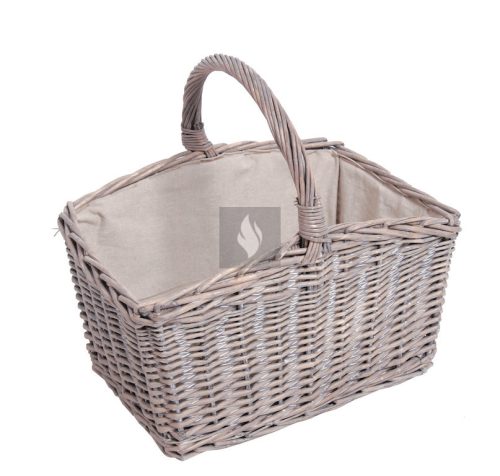 Fonott kosár, világos szövetbéléssel, szürke