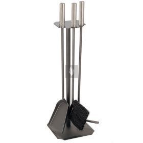   Kandallótisztító készlet, sarok nélküli, elefántcsontszínű, diófa nyéllel, 3 részes