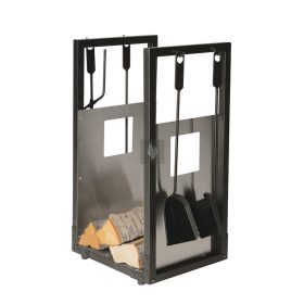 Fatároló, nyitott, 4 részes kandallótisztító szettel