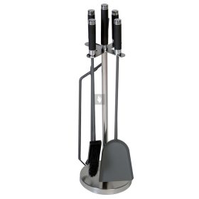   Kandallótisztító készlet nikkelezett, fekete nyelű, antracit eszközökkel, 4 részes