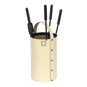 Kandallótisztító készlet, kerek,  bőr, bézs, 4 részes