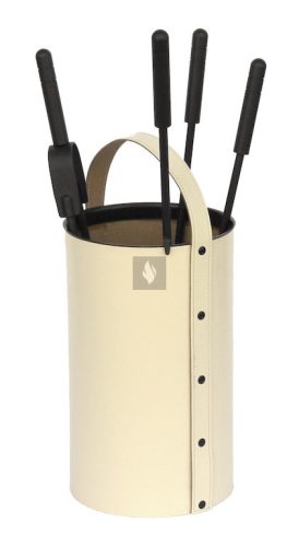 Kandallótisztító készlet, kerek,  bőr, bézs, 4 részes