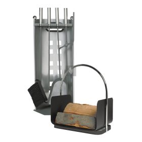   2 részes szett: Kandallótisztító, ezüst-antracit, és fatároló