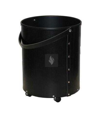 Bőr tárolókosár, kerek, gurulós, fekete