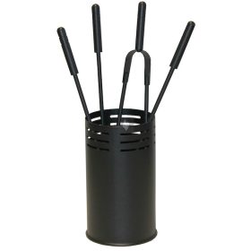   Kandallótisztító szett, kör alakú,  fekete, acél nyéllel, 4 részes