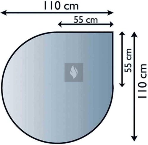Kandalló alátét üveglap 110x110 cm csepp alakú 6mm