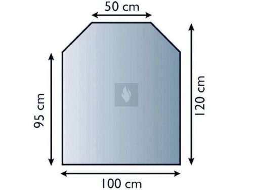 Kandalló alátét üveglap 100x120 cm trapézes téglalap alakú 6mm