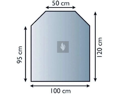 Kandalló alátét üveglap 100x120 cm trapézes téglalap alakú 6mm