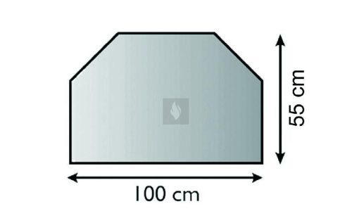 Kandalló előtét üveglap 100x55 cm trapézes téglalap alakú 6mm