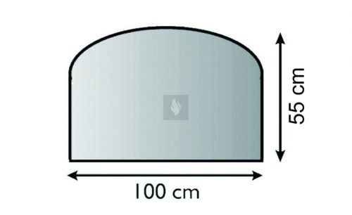 Kandalló előtét üveglap 100x55 cm íves téglalap alakú 6mm