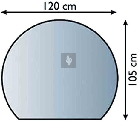 Kandalló alátét üveglap 120x105 cm vágott kör alakú 8mm