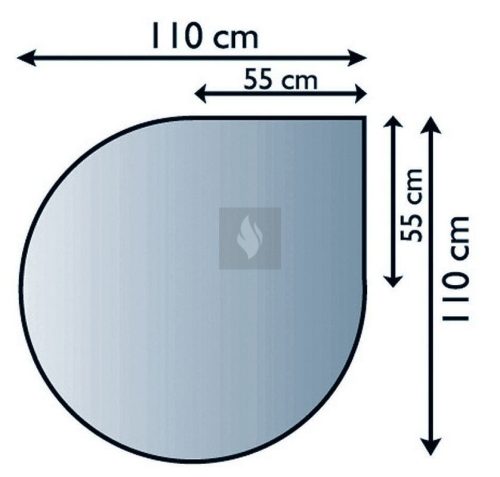 Kandalló alátét üveglap 110x110 cm csepp alakú 8mm