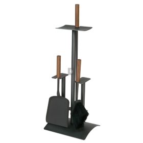   Kandallótisztító, emeletes, antracit, diófa nyél, 3 részes