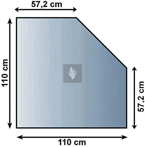 Kandalló alátét üveglap 110x110 cm letört négyzet alakú 8mm