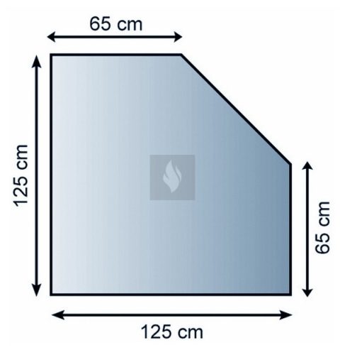 Kandalló alátét üveglap 125x125 cm letört négyet alakú 8mm