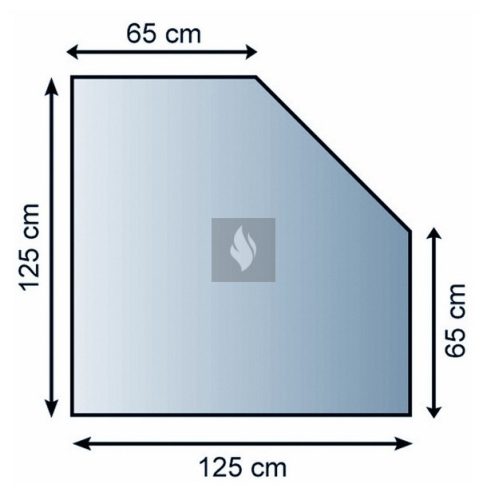 Kandalló alátét üveglap 125x125 cm letört négyet alakú 8mm