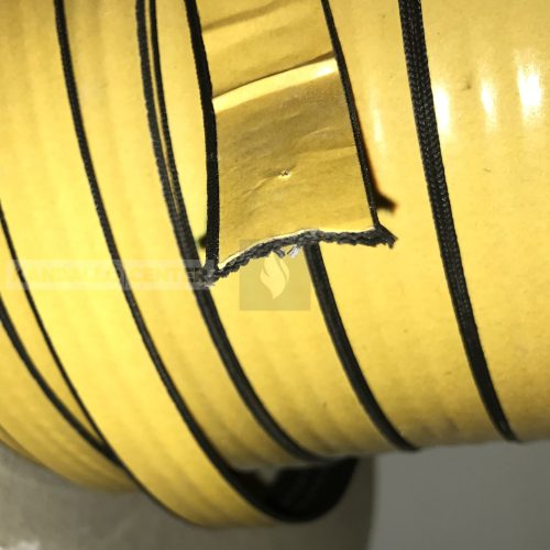Hőálló lapostömítés 20x1mm szőtt öntapadós fekete - kandallóüveghez