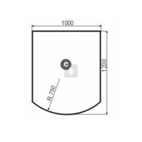 Romotop alátét üveglap 8mm P8 /  C forma 1000x1200mm