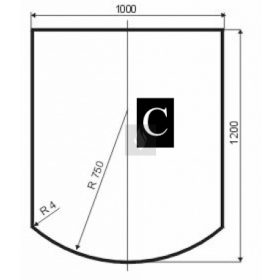   Alátét fémlemez kandallókályhákhoz 1100x1000 mm íves (C forma)