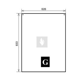   Alátét fémlemez kandallókályhákhoz 626x833 mm téglalap (G forma)