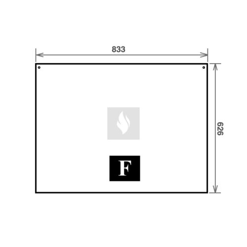 Alátét fémlemez kandallókályhákhoz 833x626 mm téglalap (F forma)